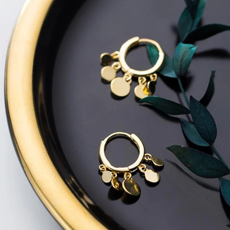 Серьги с золотыми монетами, 925 серебряные ювелирные изделия, подвески Brincos, очаровательные винтажные минимализм, подарок на день рождения, серьги Oorbellen для женщин