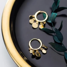 Серьги с золотыми монетами, 925 серебряные ювелирные изделия, подвески Brincos, очаровательные винтажные минимализм, подарок на день рождения, серьги Oorbellen для женщин