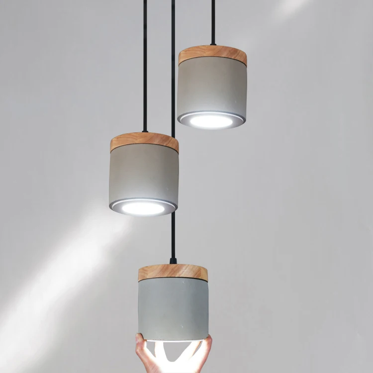 

Industrial Cement Pendant Lights Creative Wood Nordic Cement Suspension Lamp Restaurant Cafe Living Room Bedroom Lighting No97