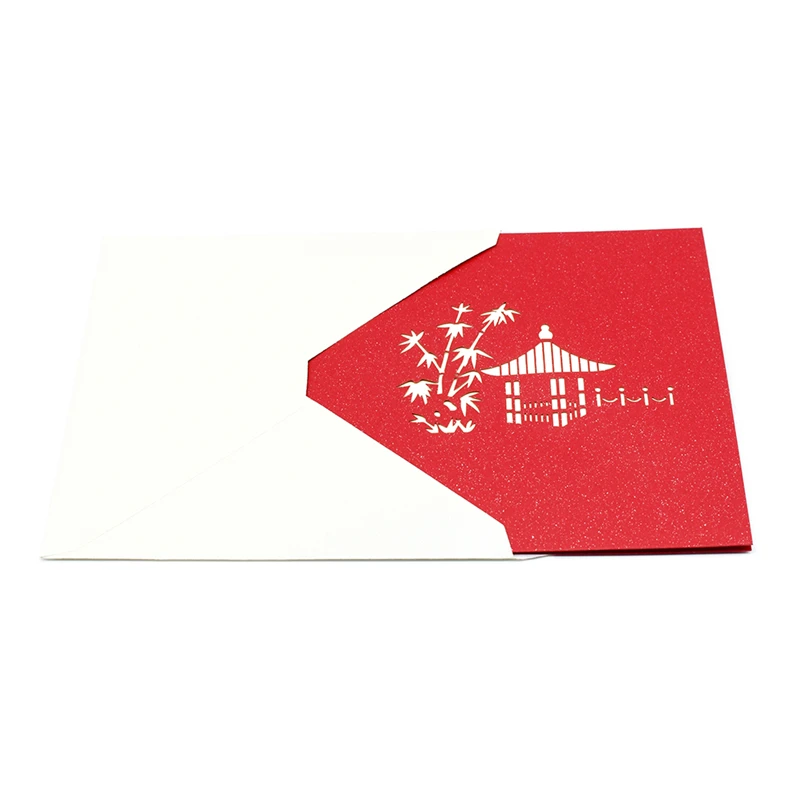  Vintage Building Pop UP Card Birthday with envelope sticker laser cut invitation Greeting Card post - 32876232929