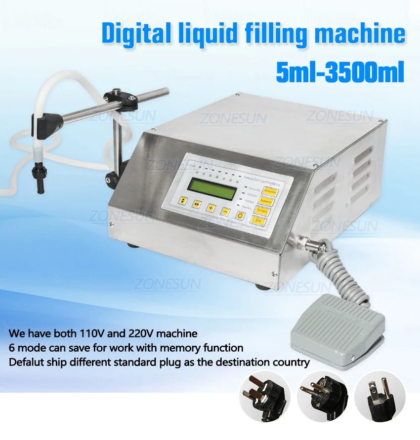 ZONESUN 5-3500 мл точная цифровая машина для наполнения жидкостью с ЖК-дисплеем машина для наполнения парфюмерных напитков, воды, молока наполнитель флаконов