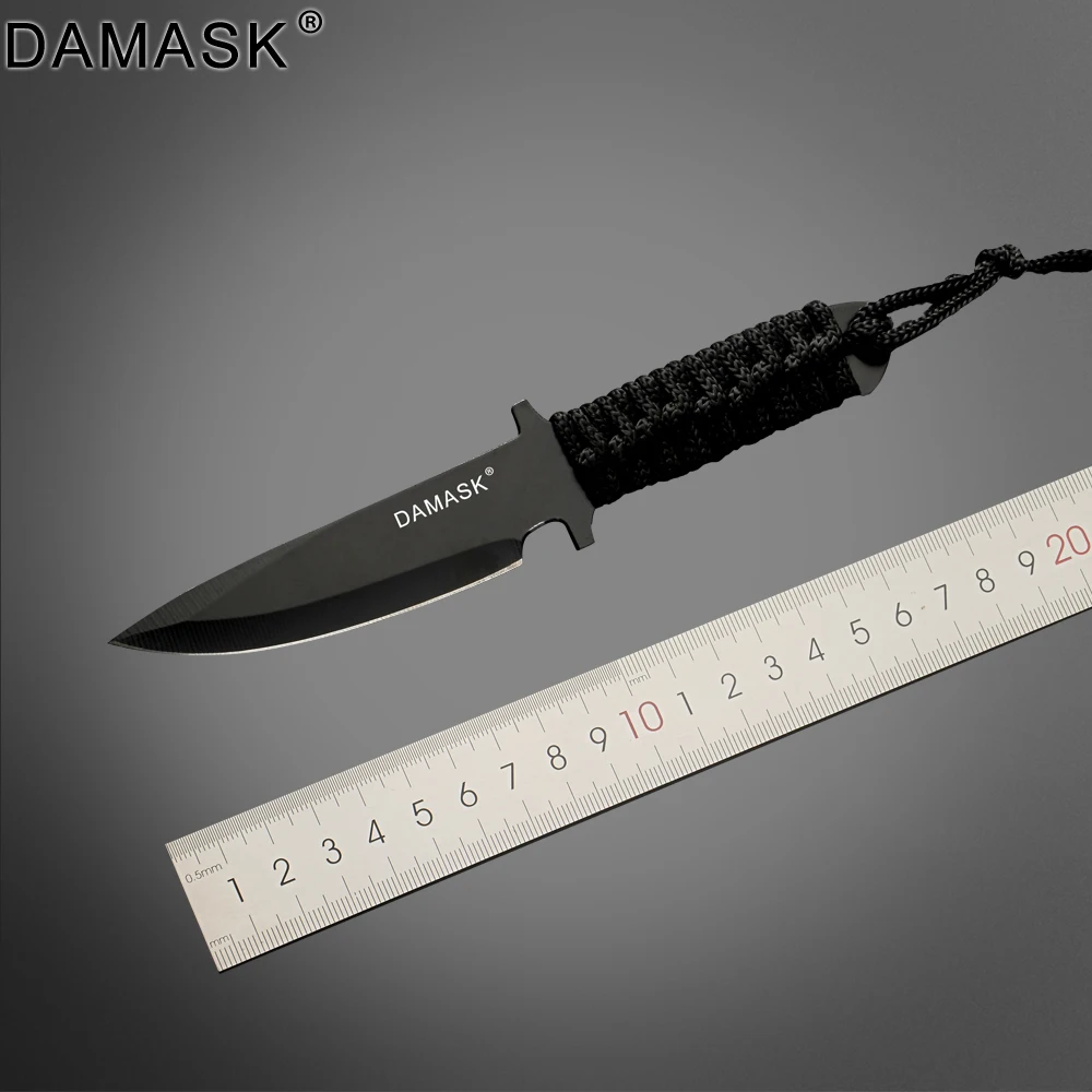 Outdoor Survival Knife Damask High Quality Fixed Sharp Blade Knife Tactical EDC Self-defense Stainless Steel Knife With Sheath Outdoor Survival Knife Damask High Quality Fixed Sharp Blade Knife Tactical EDC Self-defense Stainless Steel Knife With Sheath