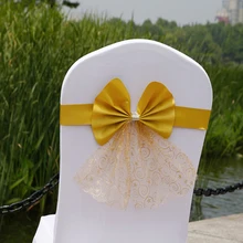 10 шт./упак. с закрытой кресло ленты пряжи стул с лентами из тюля для свадьбы события и вечерние банкетные рождественские украшения