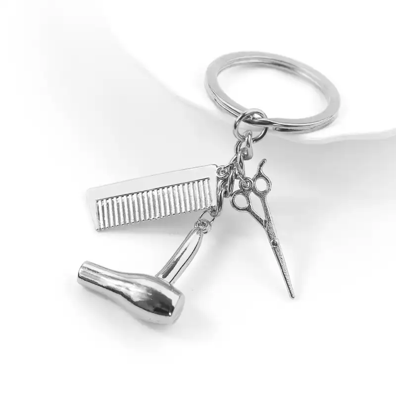 Creative Hairdryer Comb Scissors Key Chians Keyring Unisex Zinc Alloy Key Rings