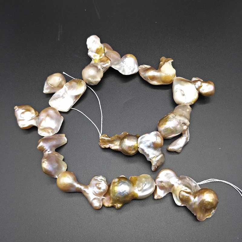 

Shuangsheng Gold Purple Super Large Baroque Pearl beads 35-55mm Natural Irregular Free Shape High-end diy Jewelry Make beads