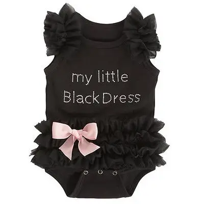 

2018 Multitrust Brand Black Kids Baby Girls Clothes Lace Tulle Ruffles Bow Cotton Romper Jumpsuit Outfits Summer Clothing