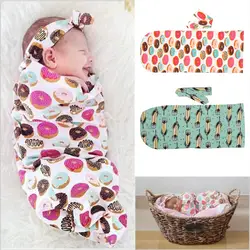 Детские Одеяла милый ребенок одежда из хлопка для новорожденных для маленьких девочек комплект для мальчиков печати спальный мешок +