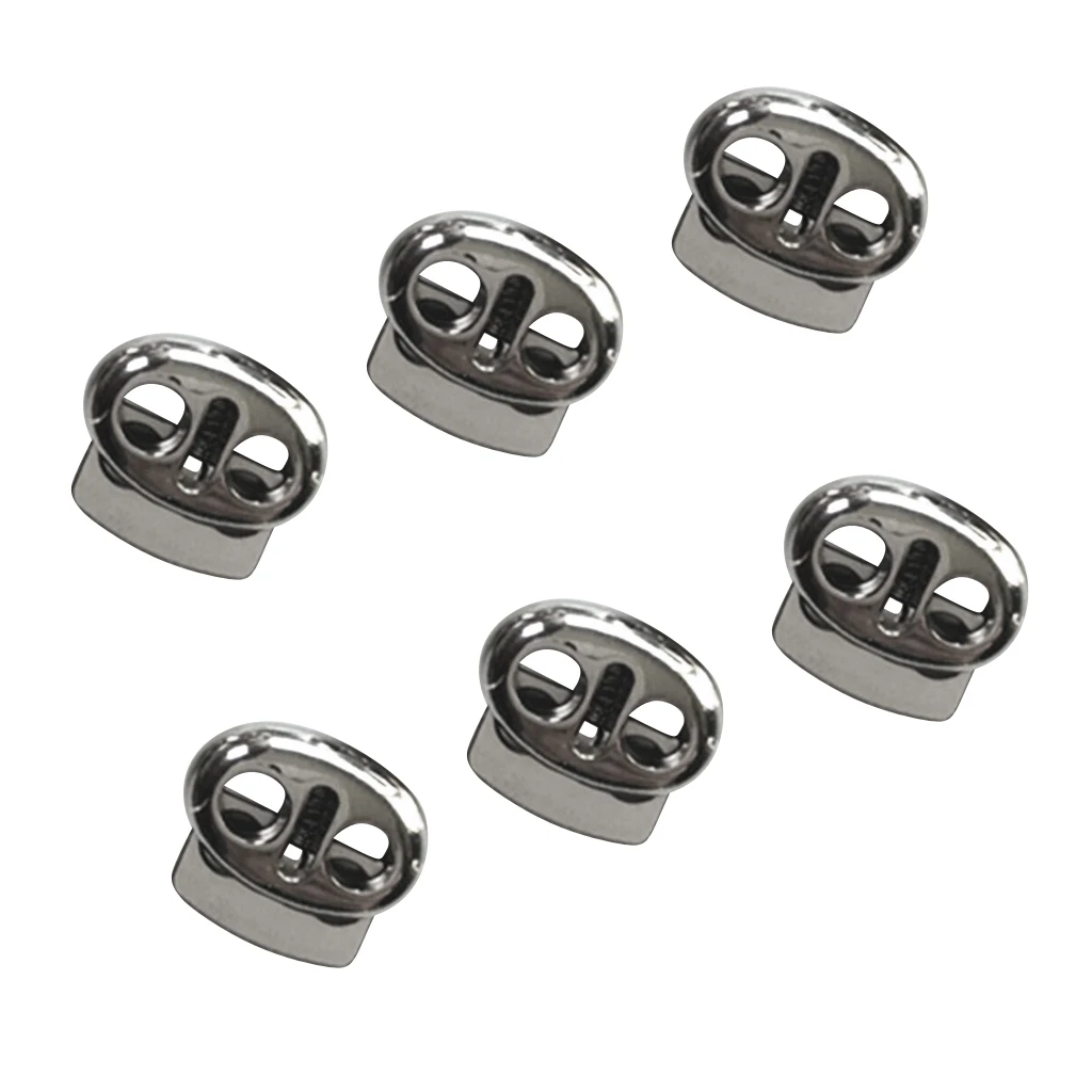 6Pcs Double Holes Oval Bean Lanyard Cord Lock Stopper Fastener Slider for Luggage Clothing Backpack