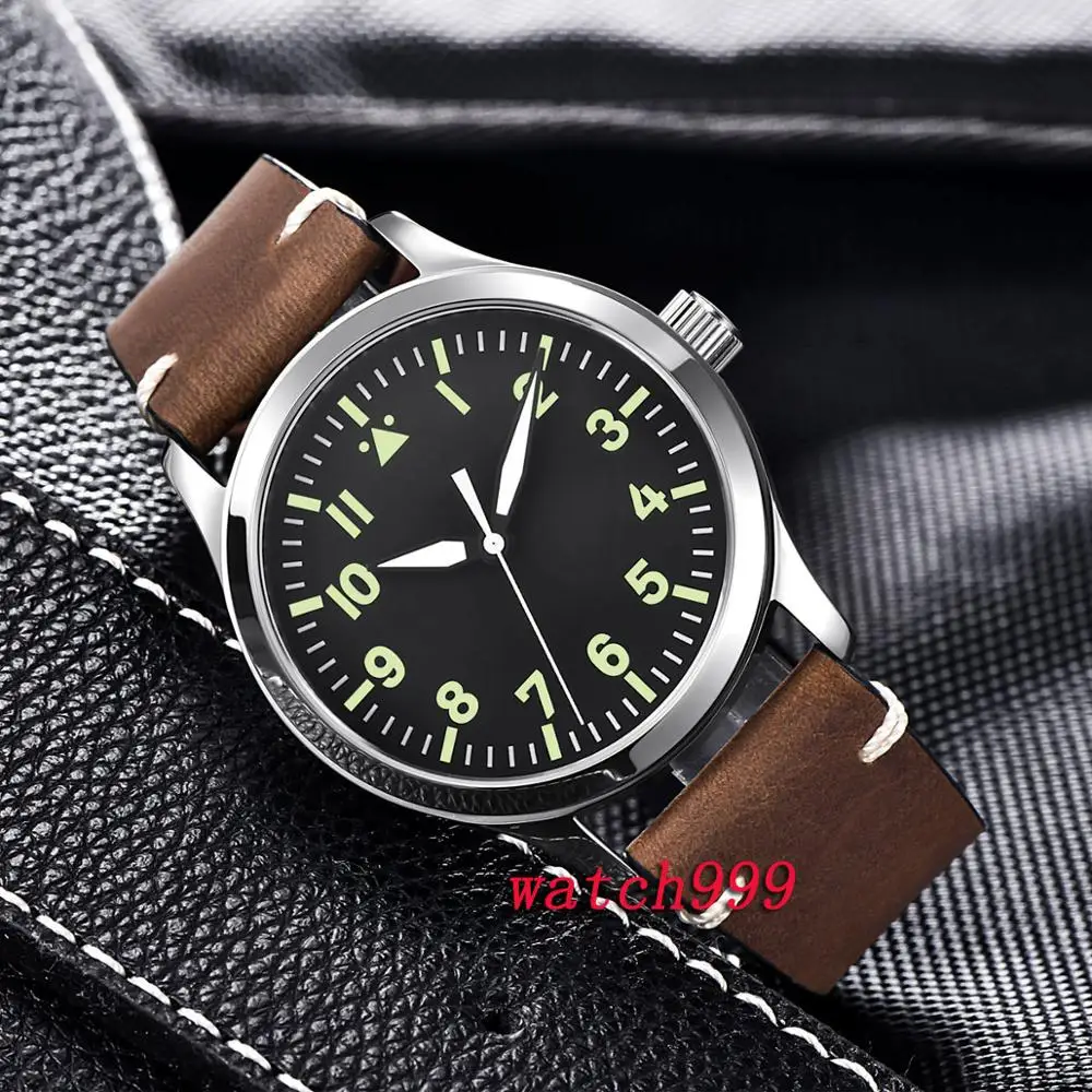Мужские наручные часы люксовый бренд 42 мм с черным циферблатом механические часы с сапфировым кристаллом автоматические мужские часы