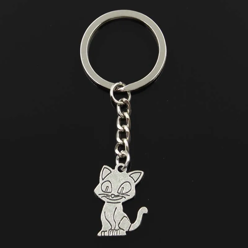 

Fashion Keychain 24x19mm double sided cat Pendants DIY Men Jewelry Car Key Chain Ring Holder Souvenir For Gift
