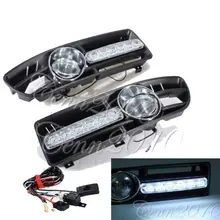 LED DRL Running Light + Fog Lamp + Front Bumper Grille For VW Jetta Bora Mk4 1999-2004