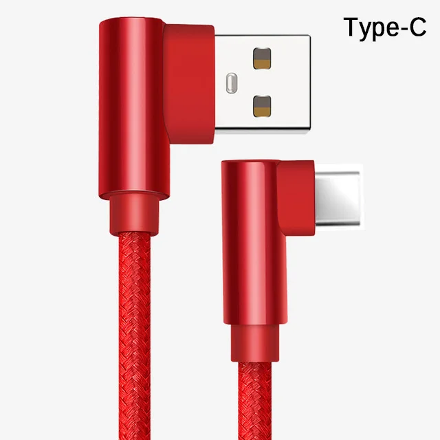Type-C Red QC 3,0 двойной локоть мобильный телефон USB кабель для передачи данных Micro usb type C кабель для samsung Galaxy S9 S8 Plus зарядный кабель - Цвет: Type-C Red