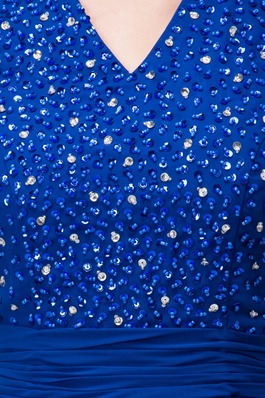 Elegant Blue Three Quarter Sleeve Mother Of The Bride Dress