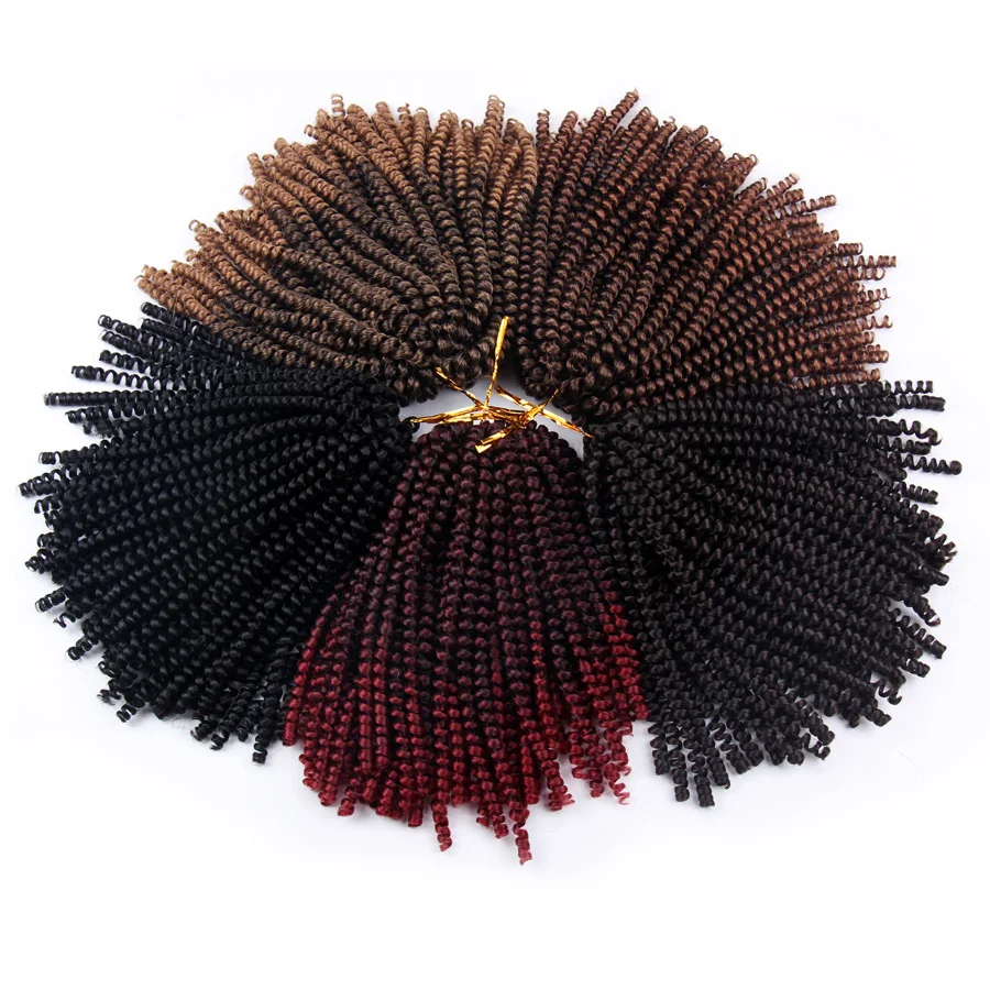 

FALEMEI Spring Twist Hair Extensions Black Brown Burgundy Ombre Crochet Braids 100g30Roots/Pack Kinky Curly Twist Synthetic hair