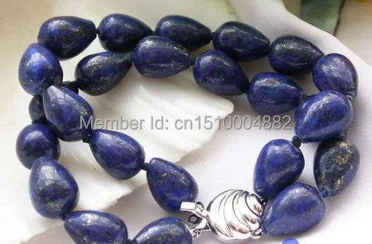 

shitou 00353 NICE 2Row 8" 14mm drip blue lapis lazuli bead bracelet