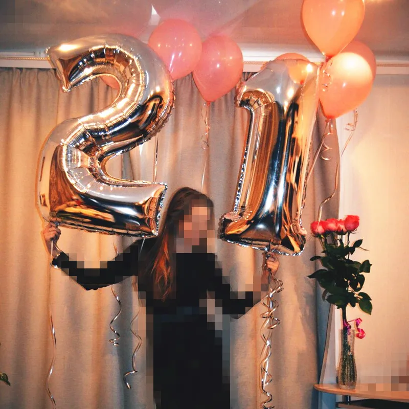 40 дюймов Рисунок шар фольга 30 лет Гелиевый шар номер счастливый 18 день рождения воздушные шары Свадебные вечерние украшения для девочек