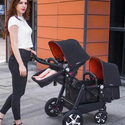 Легкая детская коляска Twins с высоким обзором может сидеть и лежать вперед