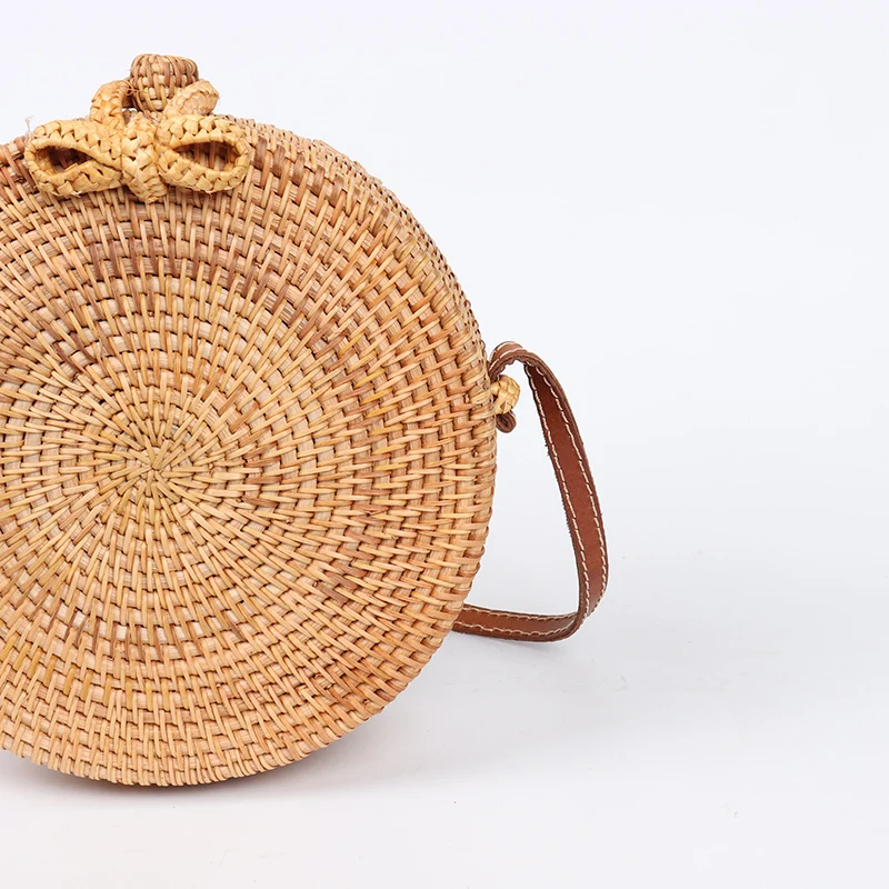 Round Raffia Straw Tote Bag IUCN Water