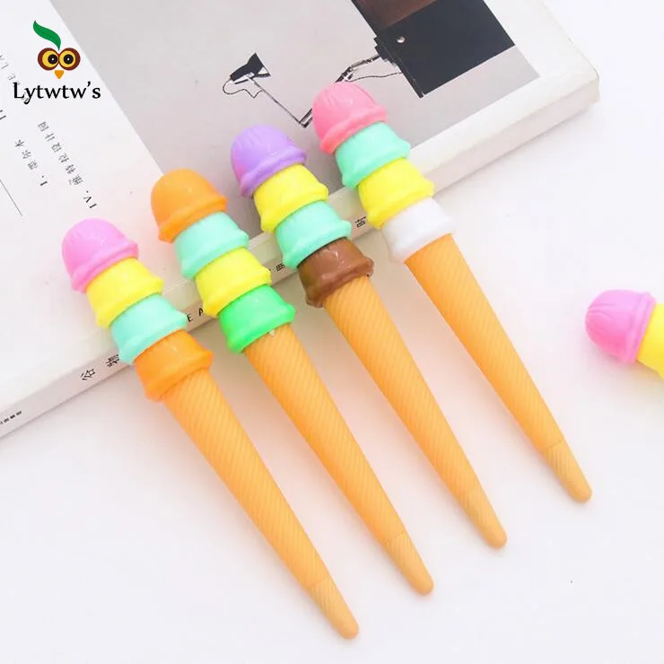 

4 Piece Lytwtw's Stationery Cute Sweet Ice Cream Lovely Candy Gel Pens School Officel Supply Gift Kawaii Handles Creative novel