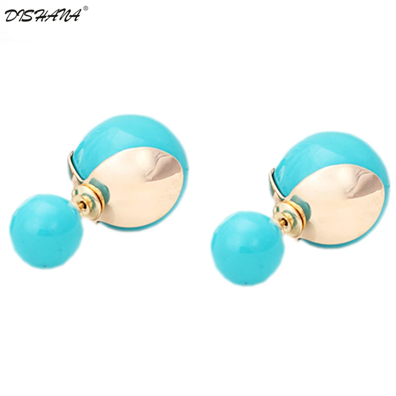 

Luxury Simulated-pearl Stud Earrings Bead Double Side Earring For Women Scrub Dull Two Face Way Party Date Drop Shipping(E0270)