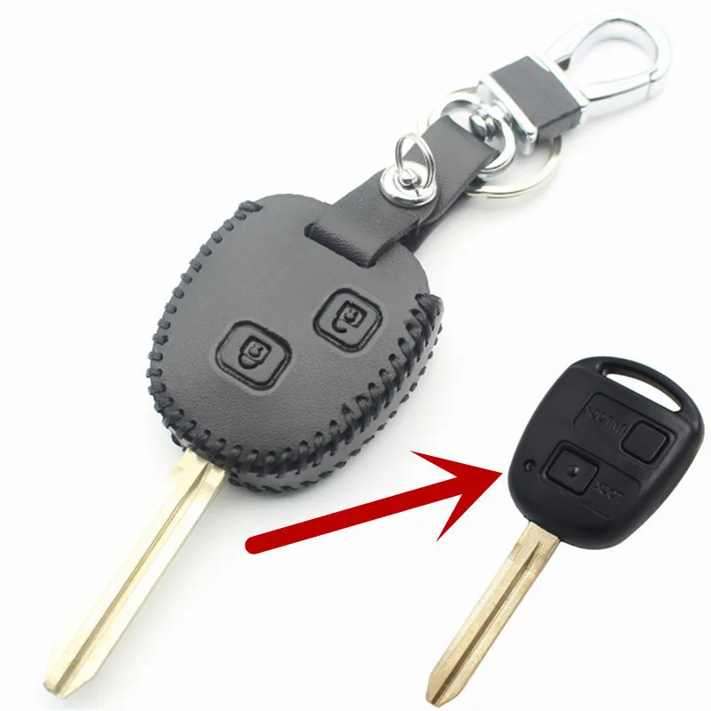 Чехол для ключей FLYBETTER из натуральной кожи для Toyota Camry/Corolla/Crown/Prado/Highlander/Prius/Avalon/Land Cruiser/CHR L43 - Название цвета: 1