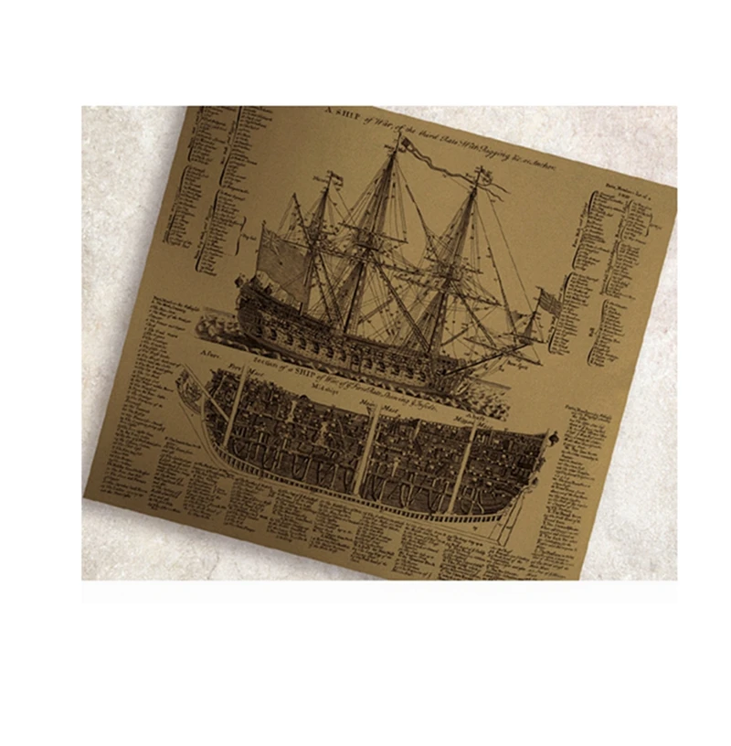 

Free shipping Ancient warships drawings Classic Poster Vintage Paper Painting House Decoration , Pirate Ship wall art poster