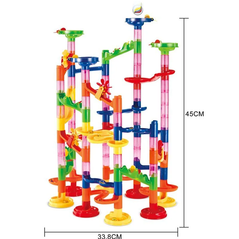 Цветные строительные блоки DIY Строительство мраморный трек Запуск шары лабиринты 3D мяч на направляющей блок детский подарок развивающие игрушки