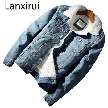 

Men Jacket and Coat Trendy Warm Fleece Denim Jacket Winter Fashion Mens Jean Jacket Outwear Male Cowboy Plus Size 6XL