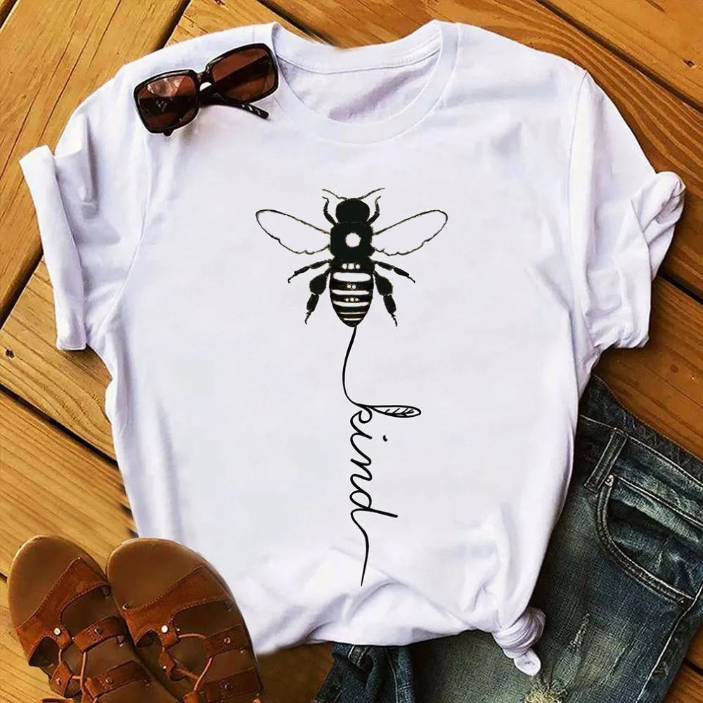 Стильная футболка в стиле Харадзюку с надписью «Bee kind Grunge» и короткими рукавами; Стильная летняя футболка с надписью «Be kind» и надписью «Be kind»