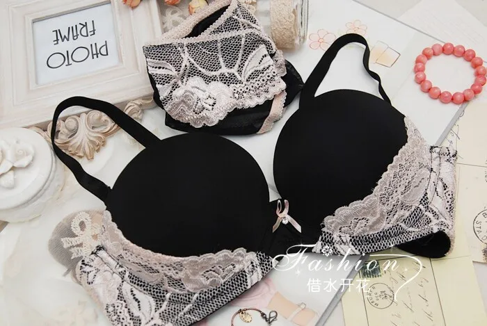 luxury secret women bra set deep V push up lingerie Sexy lace bra & brief underwear set for ladies(25)