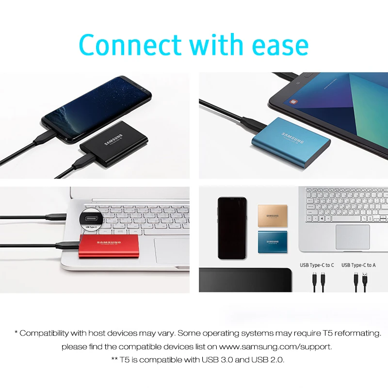  SAMSUNG T5 Tragbare SSD 250GB 500GB 1TB 2TB USB3.1 externe ssd USB 3.1 Gen2 disco duro ssd HDD Stic