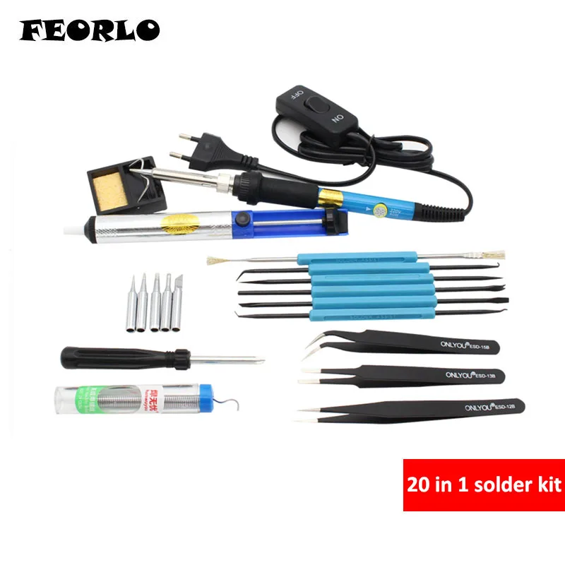 FEORLO Electric Soldering Iron Set 60W Temperature Adjustable Soldering