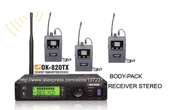 

Hot New okmic 1 transmitter ok-820TX with 3 receivers ok-5200R Stereo Receivers Wireless In Ear Monitor System Stereo Earphones