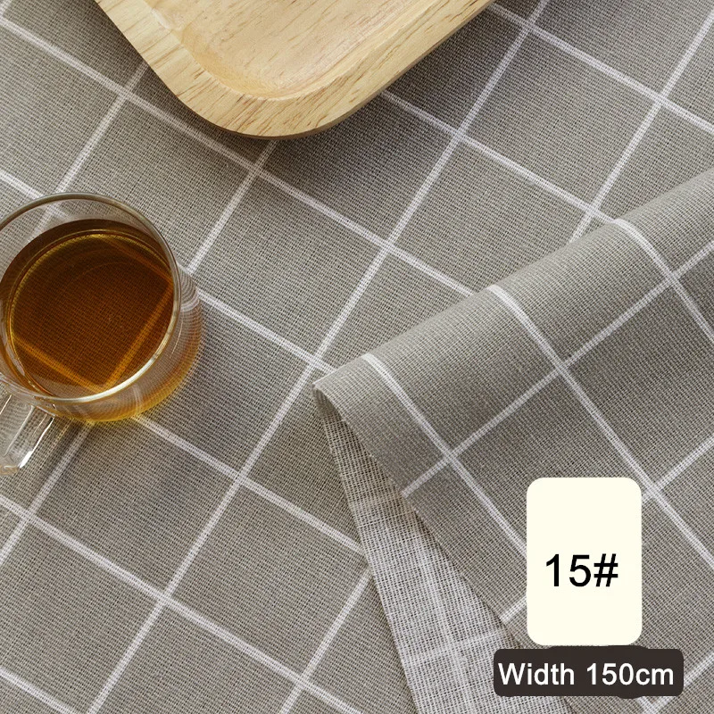 3x4cm Grid Linen Cotton Fabric Grey Hard Sparse Print Linen Fabric