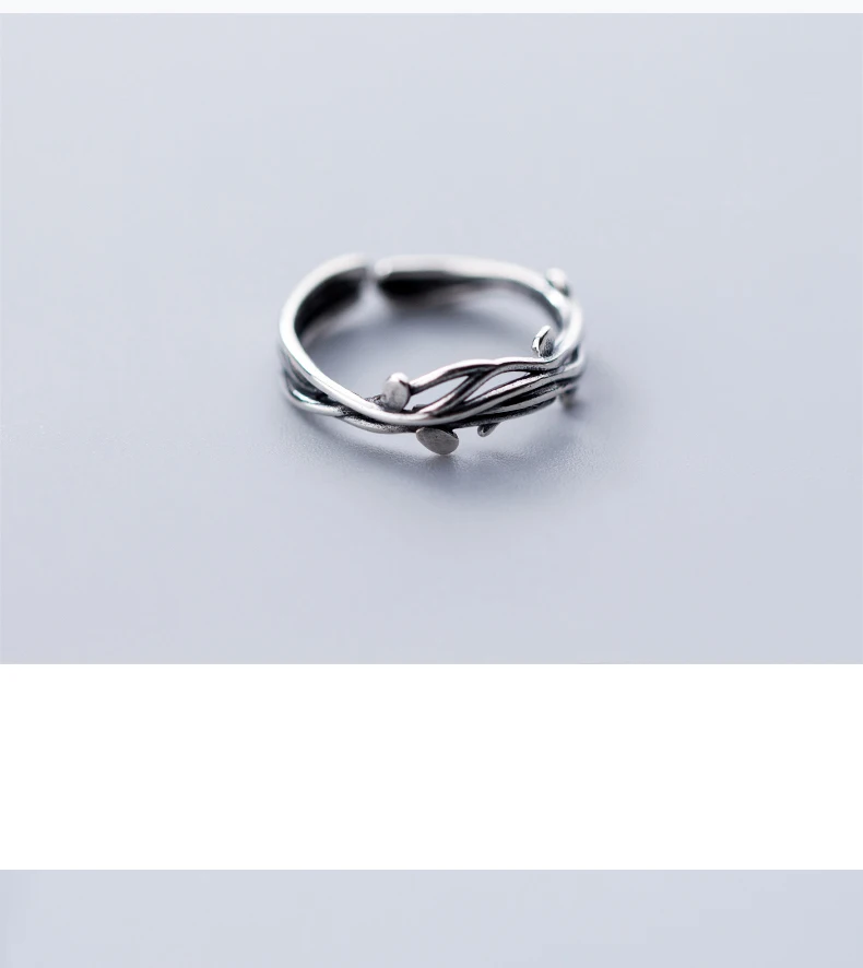 MloveAcc 925 пробы Серебряный Винтажный стиль ветви дерева открытие кольцо для женщин Мода стерлингового серебра-ювелирные изделия