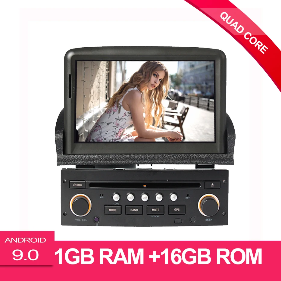 Четырехъядерный 7 дюймовый Android 9 0 автомобильный dvd плеер для peugeot 307 307CC 307SW gps