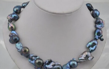

Jewelr 004290 baroque black keshi reborn pearl necklace