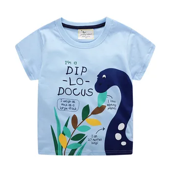 

Jumping meters Boys Clothing Summer Brand Children Boys Cartoon Dinosaur Print Cotton T-shirt Tops Shirts Tee Summer Clothing
