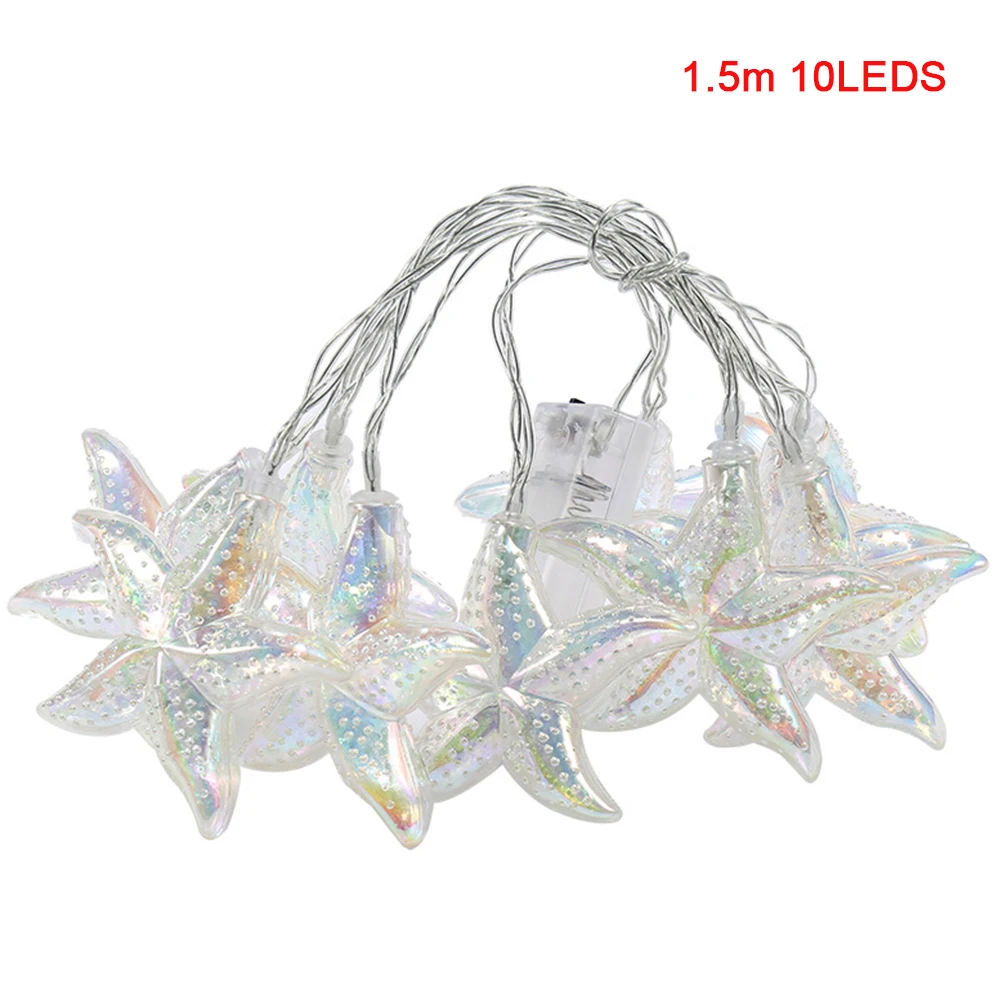 

1.5m 10 Bulb Portable Home Battery String Lamp Marine Led Decoration Party Shell Warm Light Bedroom Bright Seahorse