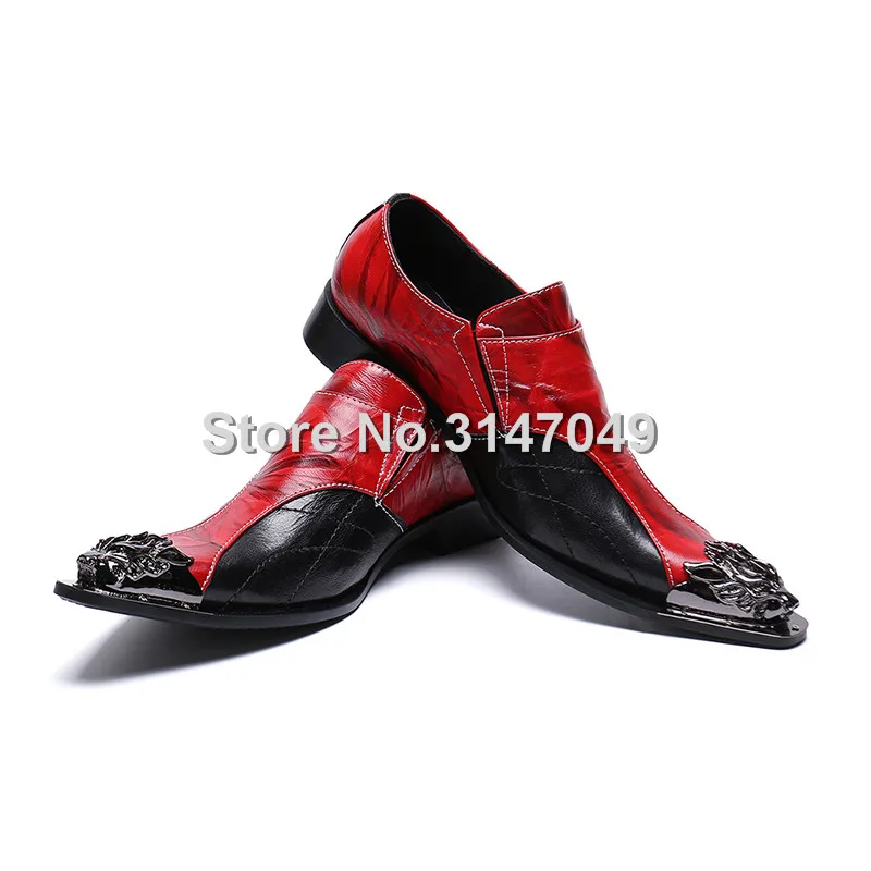 As Social White Casamento Metal Sapatos Oxford Escritório Shown Sapato Masculino Os Shown Homens Vestido Formal as Do Dos Dedo Couro Pé De Para Genuíno Red Black New gvnqa515