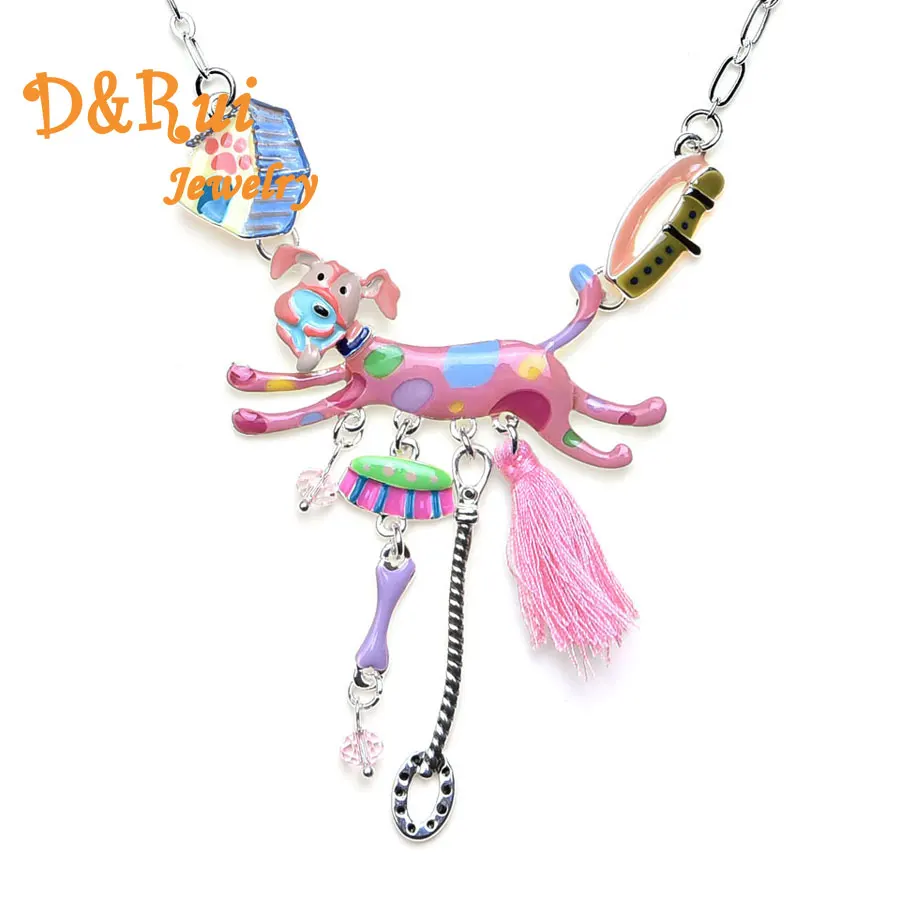 

Colorful Enamel Spotted Dog Necklace Women New Fashion Choker Chain Necklaces Pendants for Gift Women's Clothing & Accessories