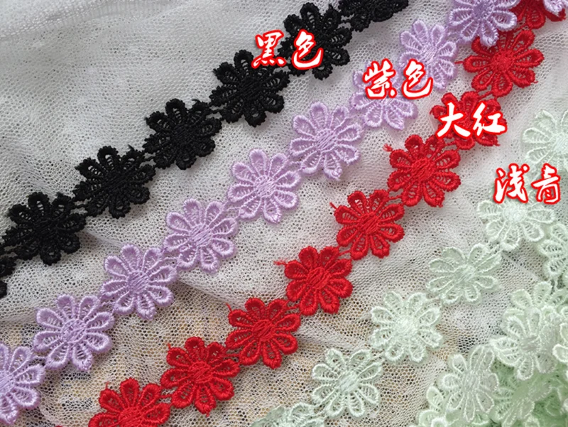 

14Yards Lace Trim Applique Fabric Applique Daisy Flower Patch DIY Accessories Embroidery Trim For Wedding Dress YY996