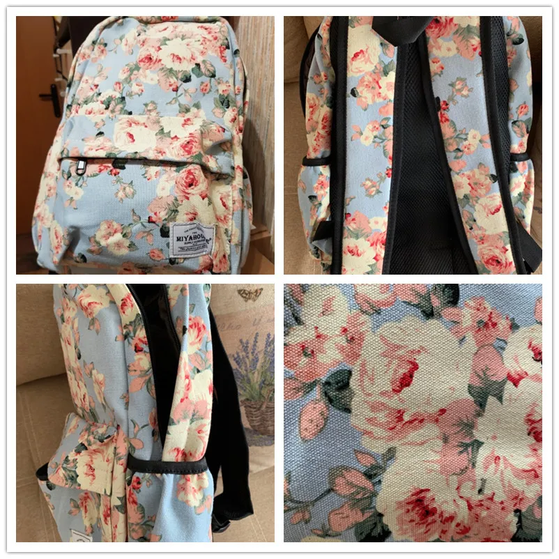 Mochila de viaje con estampado Floral clásico de Miyahouse para mujer mochila escolar de lona para adolescentes mochila de gran capacidad para mujer