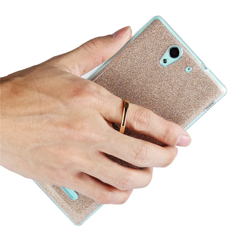 Модный силиконовый чехол с держателем для Sony Xperia C3 прозрачный мягкий ТПУ