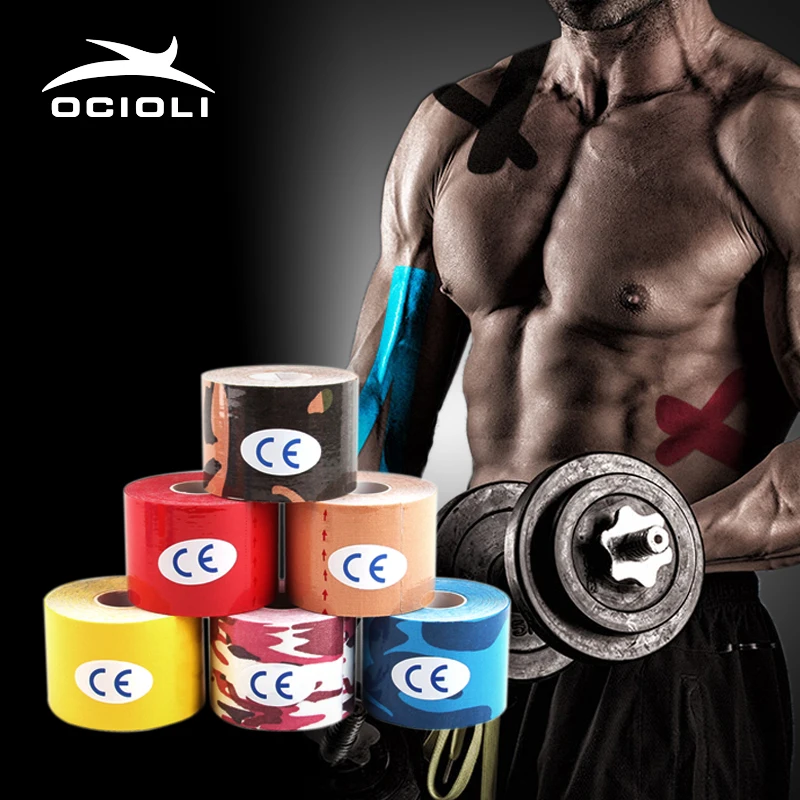 

6 pcs Sports kinesiotape kinesiology Tape Muscle Stickers Roll Cotton Elastic Adhesive Muscle Bandage Strain Injury Support