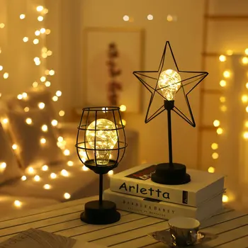 

Romantic Stars Decorative Lights Iron Art Red Wine Glass Copper Wire Lamp Creative LED Style Small Night Lights