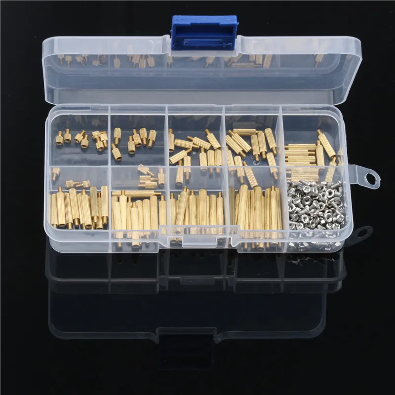 270PCS M2 Stainless Steel Screws Nuts Bolts Set Brass Pillar Single Head Circular Cylinders Copper Machine Assortment Kit