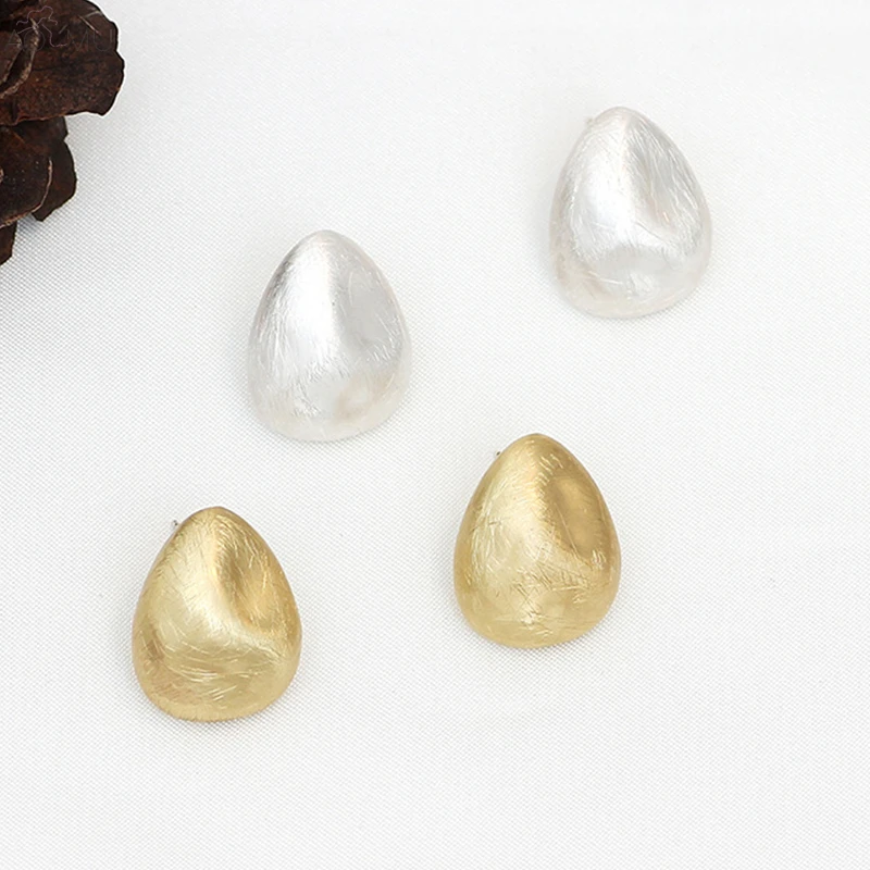 

AOMU New Design Chic Metal Gold Brushed Teardrop Geometric Oval Waterdrop Stud Earrings for Women Girl Party Jewelry Gift