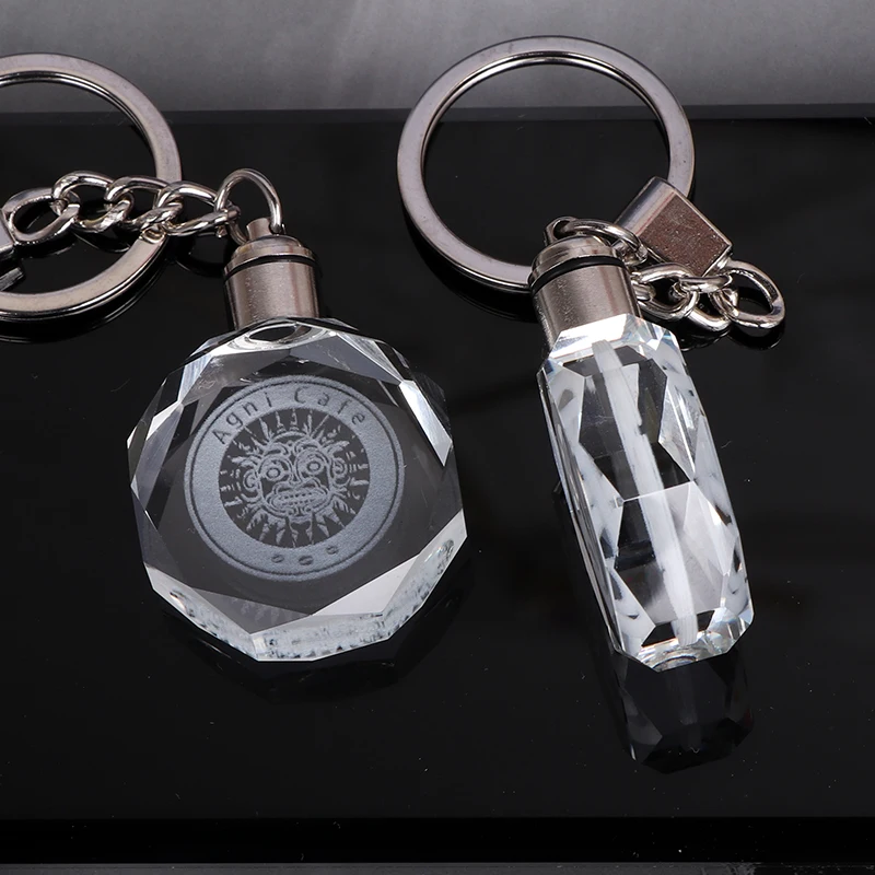 

Personalized Ornament K9 crystal Customized Etched logos Keychain Custom company logo Ornament Anniversary Key Ring Home Decor