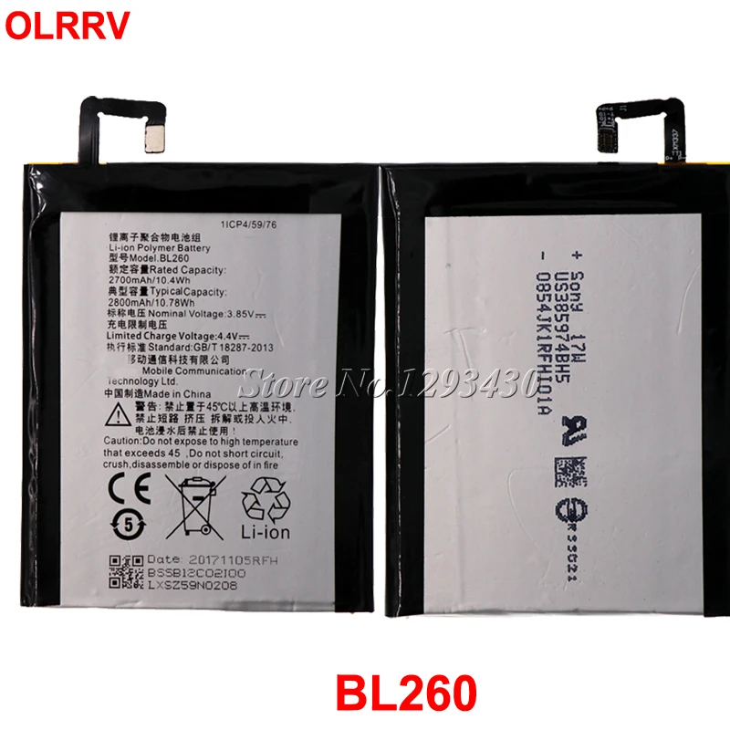 Bl260 Батарея для Lenovo Vibe S1 Lite Bateria Batterij Аккумулятор Акку 2800 мАч |